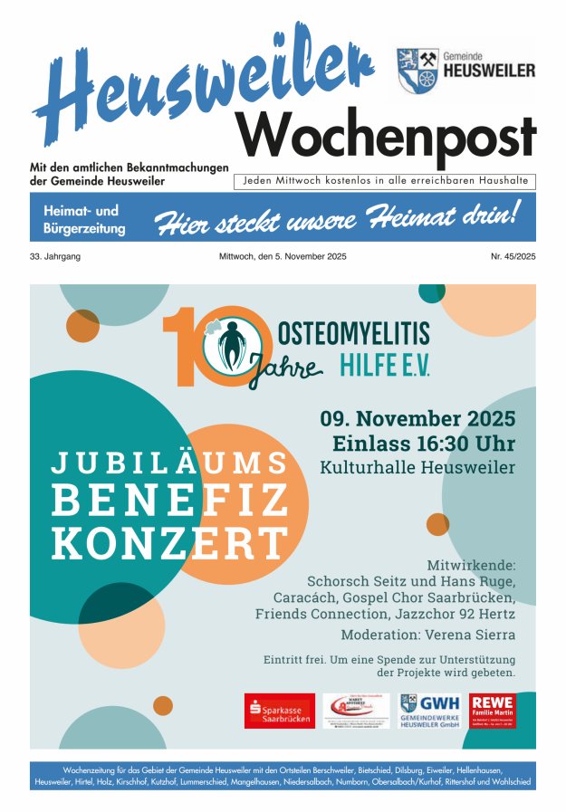 Heusweiler Wochenpost Titelblatt 45/2025