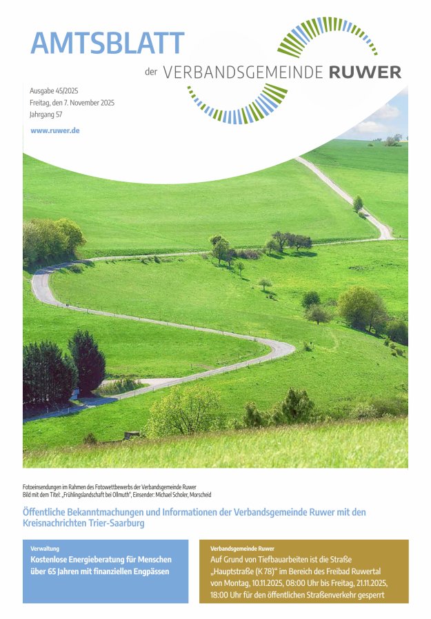 Amtsblatt VG Ruwer Titelblatt 45/2025