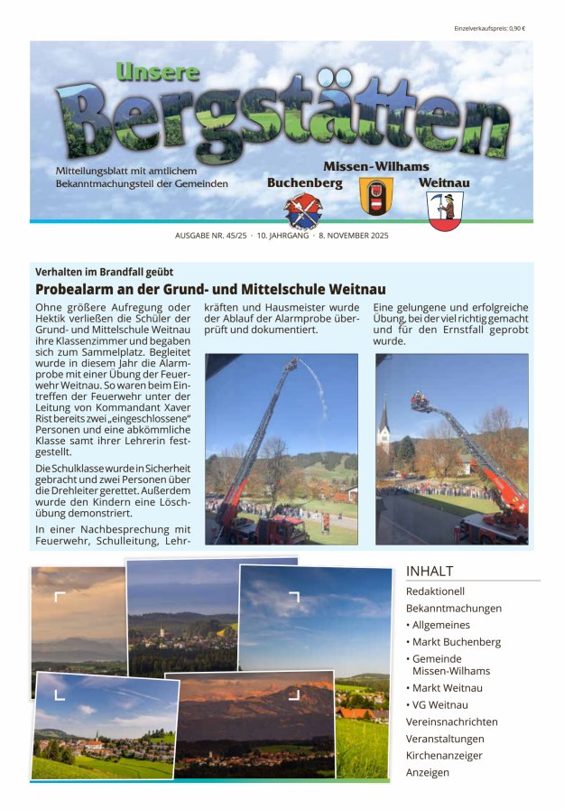 Unsere Bergstätten Mitteilungsblatt mit amtlichem Bekanntmachungsteil Titelblatt 45/2025