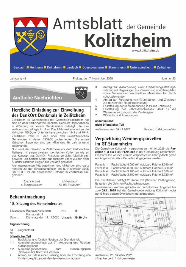 Amtsblatt der Gemeinde Kolitzheim Titelblatt 23/2025