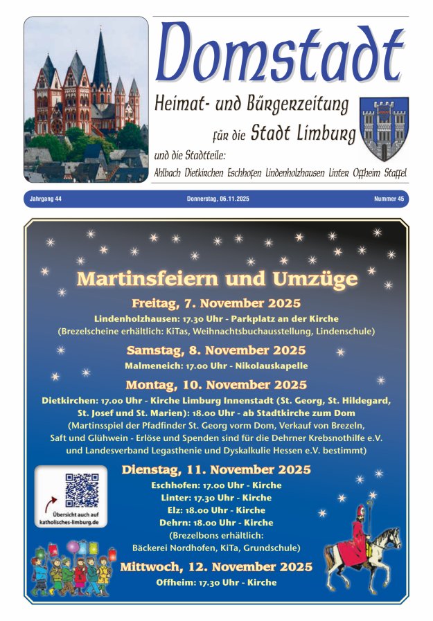 Domstadt - Heimat- und Bürgerzeitung für die Stadt Limburg Titelblatt 45/2025