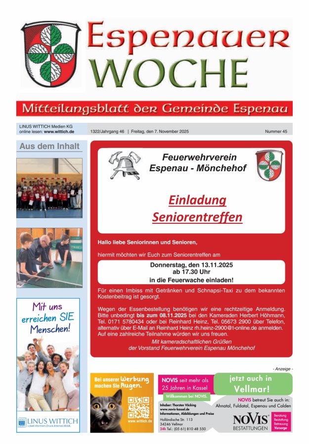 Espenauer Woche Titelblatt 45/2025