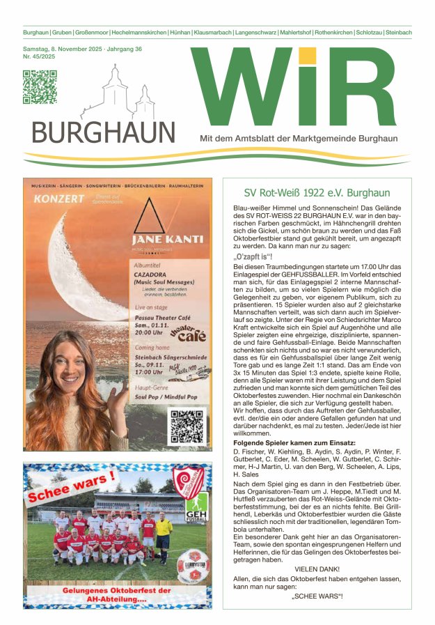 WIR - mit Amtsblatt der Marktgemeinde Burghaun Titelblatt 45/2025