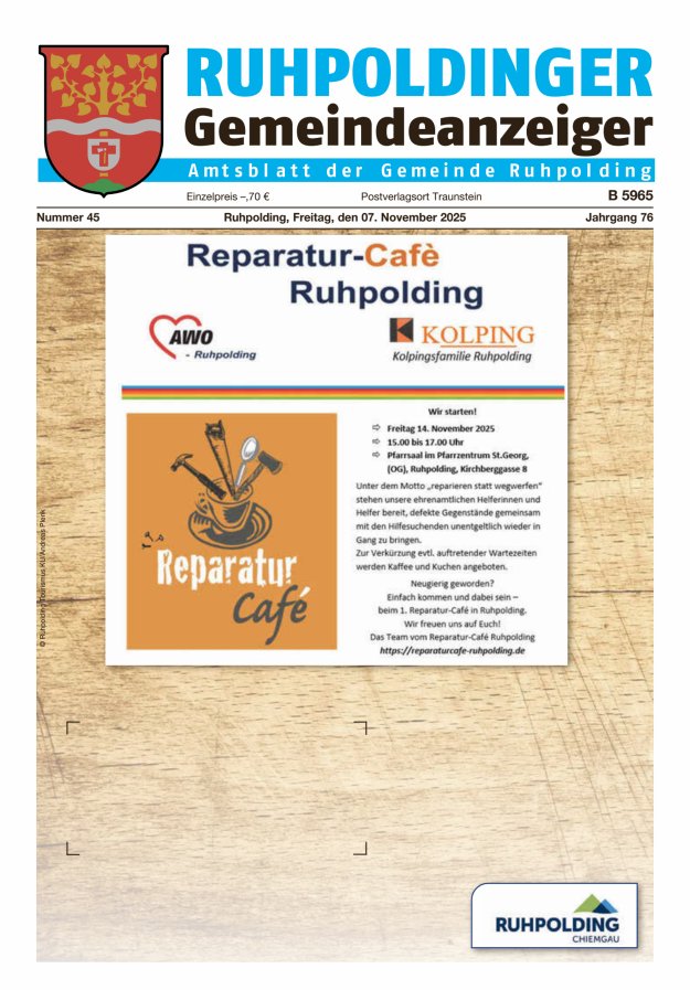 Ruhpoldinger Gemeindeanzeiger Titelblatt 45/2025