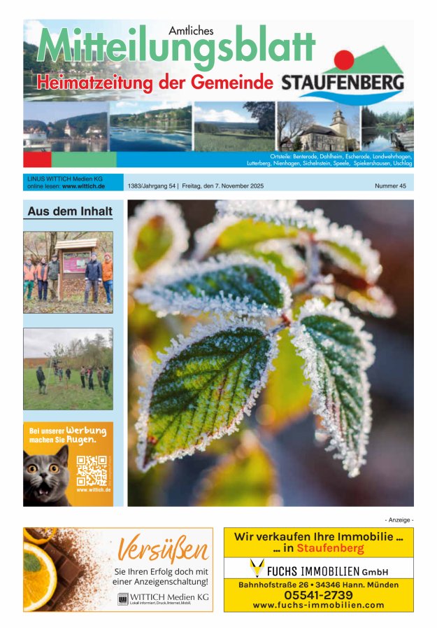 Heimatzeitung der Gemeinde Staufenberg Titelblatt 45/2025