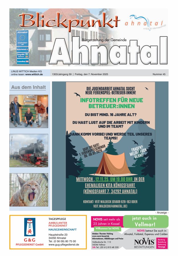 Blickpunkt Ahnatal Titelblatt 45/2025