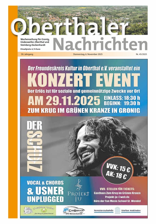 Oberthaler Nachrichten Titelblatt 45/2025