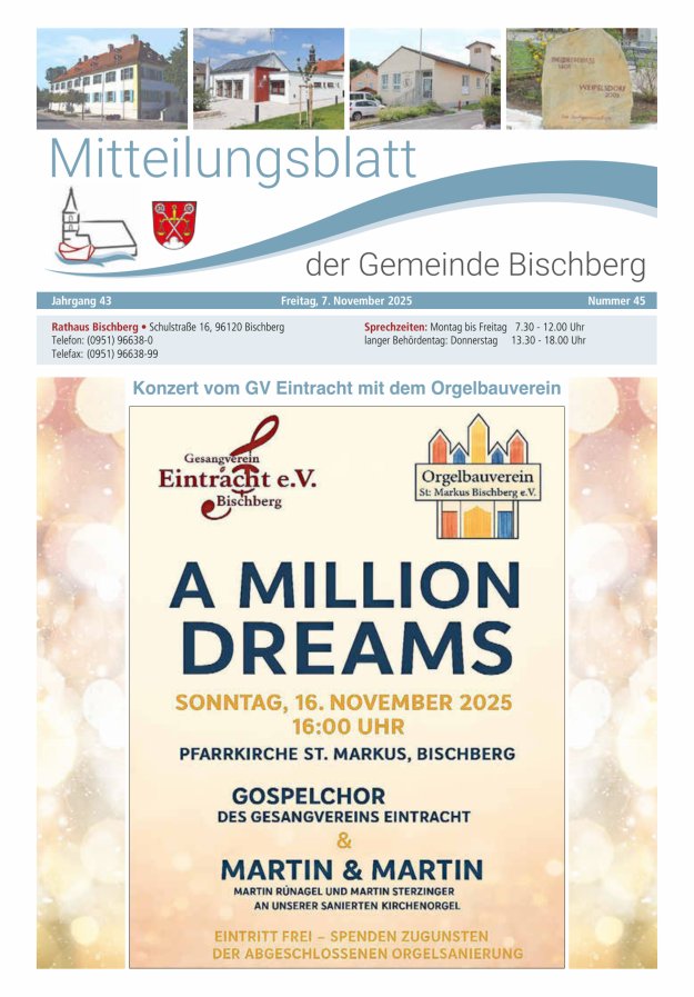 Mitteilungsblatt der Gemeinde Bischberg Titelblatt 45/2025