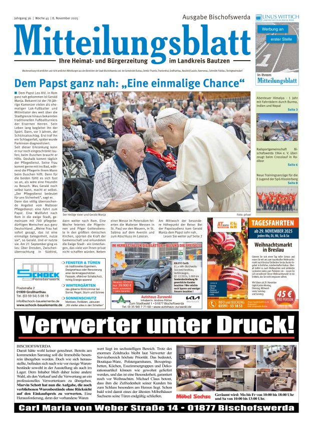 Mitteilungsblatt LK Bautzen Ausgabe Bischofswerda Titelblatt 44/2025