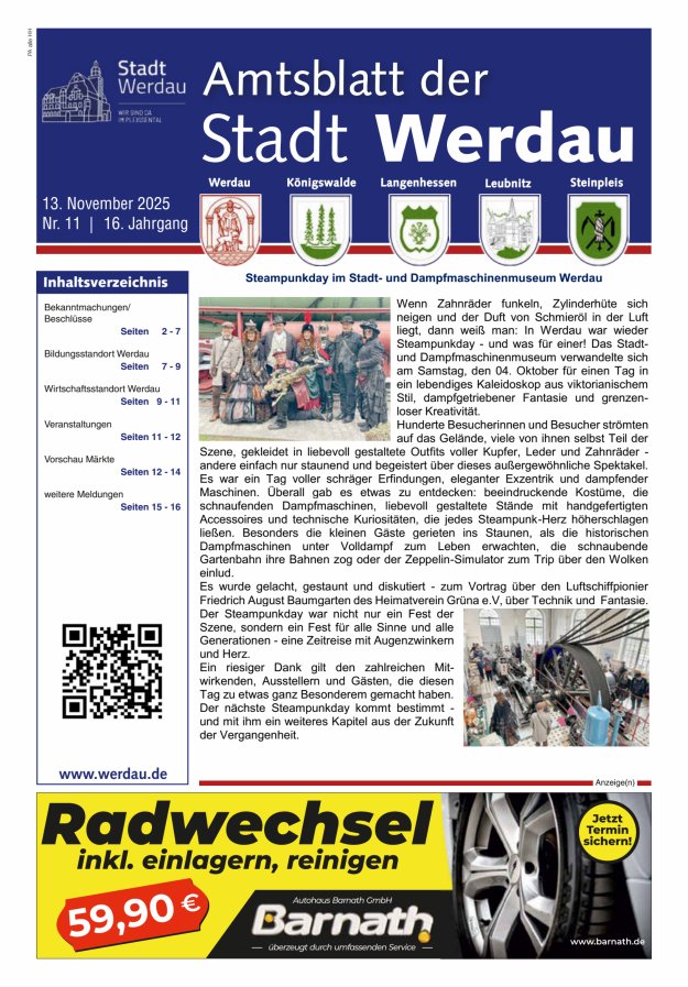 Amtsblatt der Stadt Werdau Titelblatt 11/2025