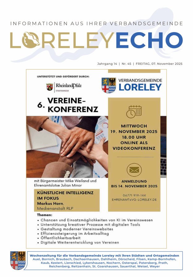 Loreley-Echo - Mitteilungsblatt der Verbandsgemeinde Loreley Titelblatt 45/2025