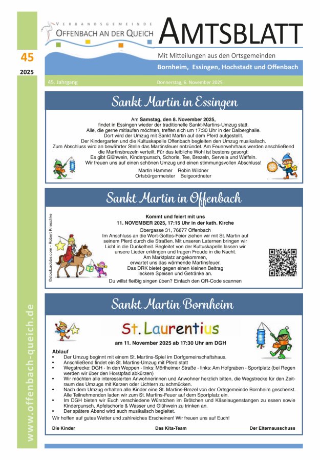 Amtsblatt VG Offenbach an der Queich Titelblatt 45/2025