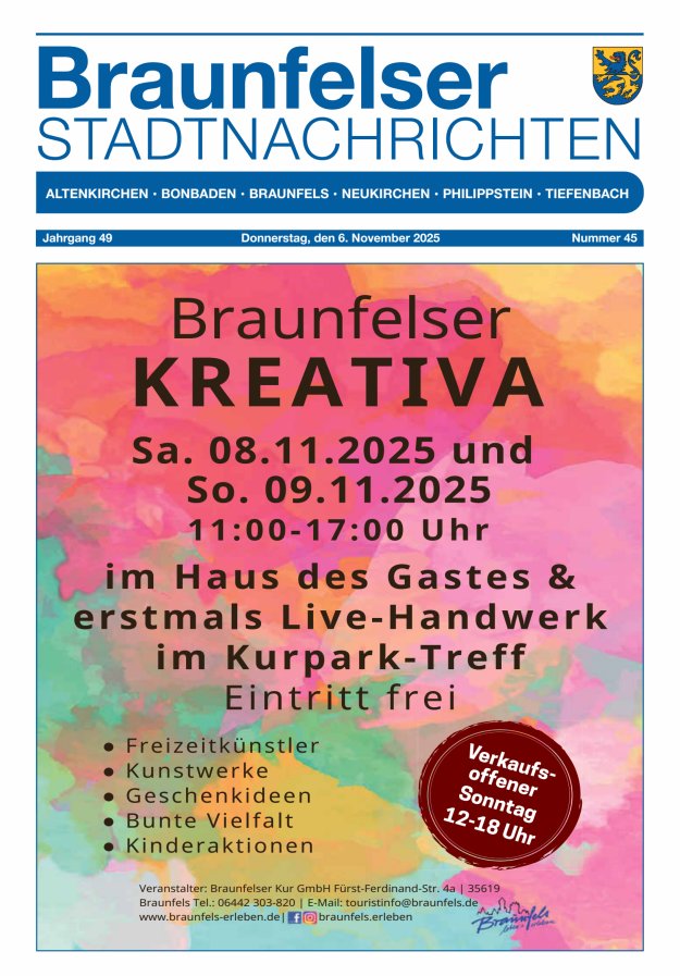 Braunfelser Stadtnachrichten Titelblatt 45/2025