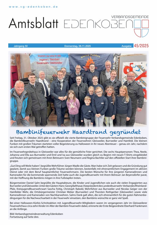 Amtsblatt VG Edenkoben Titelblatt 45/2025