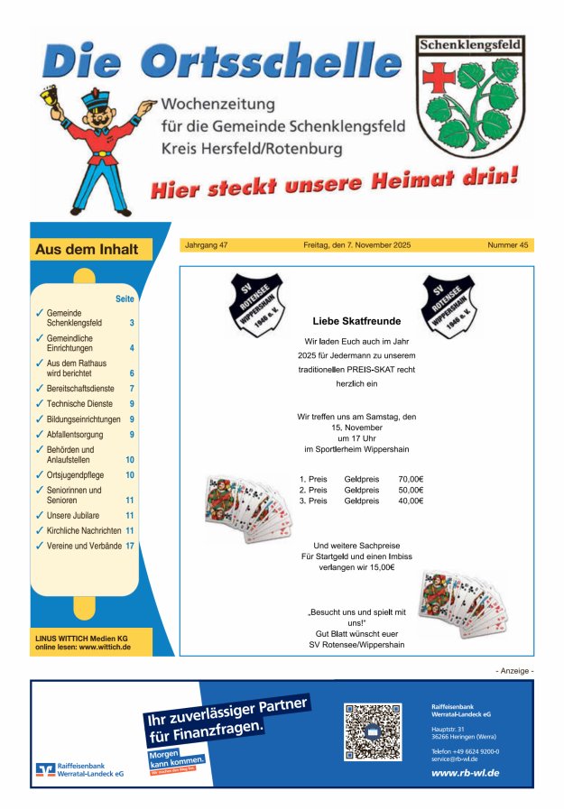 Die Ortsschelle Titelblatt 45/2025