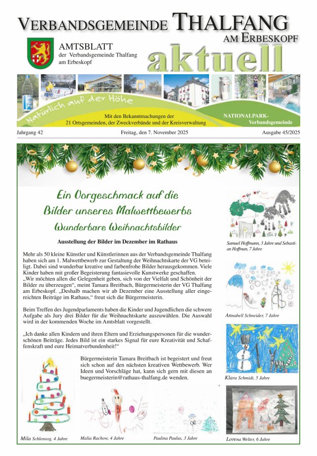 Thalfang aktuell - Amtsblatt VG Thalfang Titelblatt 45/2025