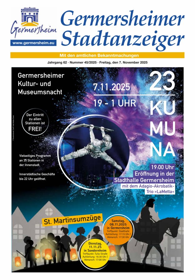 Germersheimer Stadtanzeiger Titelblatt 45/2025