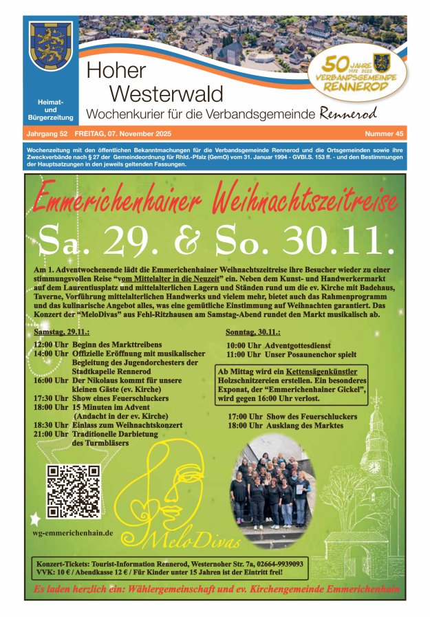 Hoher Westerwald - Wochenkurier für die Verbandsgemeinde Rennerod Titelblatt 45/2025