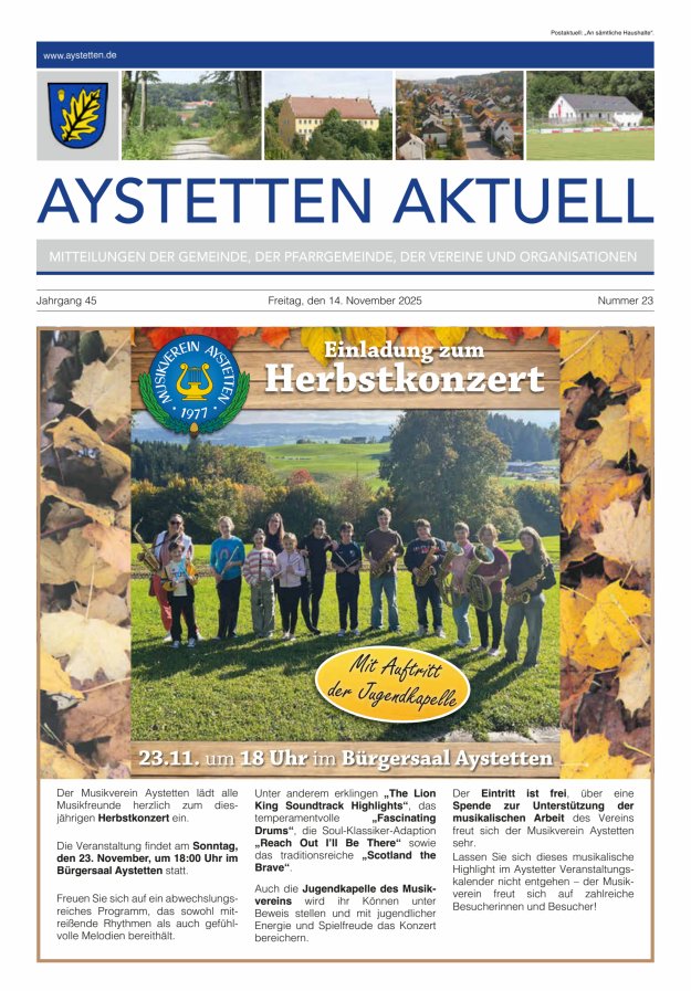 Aystetten Aktuell Wir über uns Titelblatt 23/2025