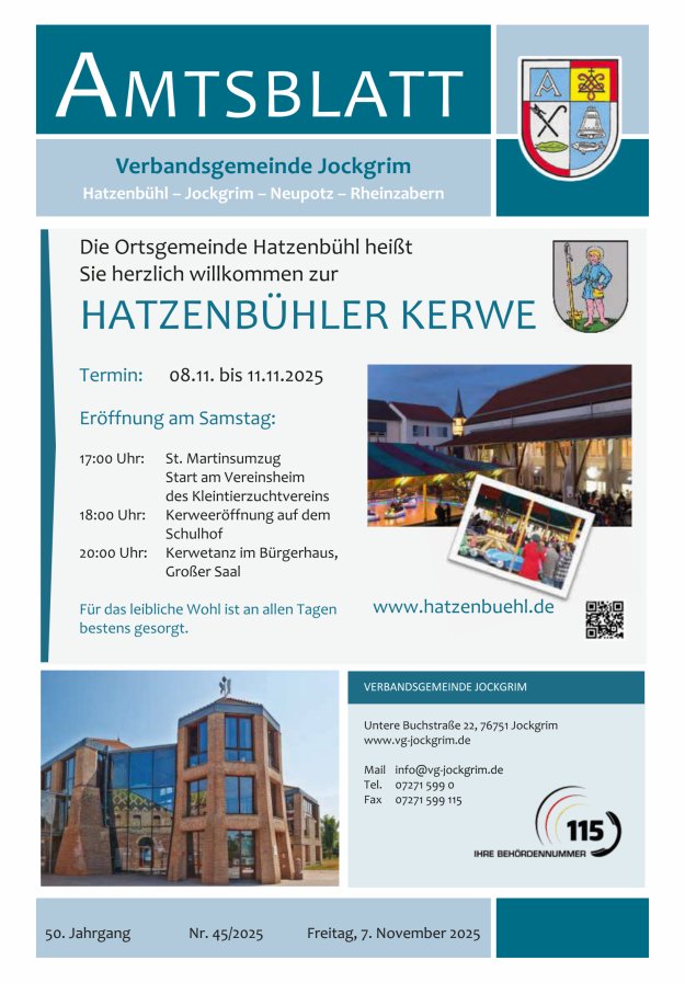 Amtsblatt VG Jockgrim Titelblatt 45/2025