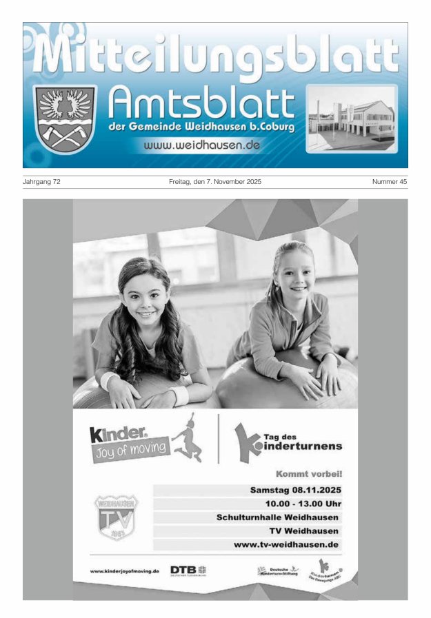 Mitteilungsblatt - Amtsblatt der Gemeinde Weidhausen b Coburg Titelblatt 45/2025