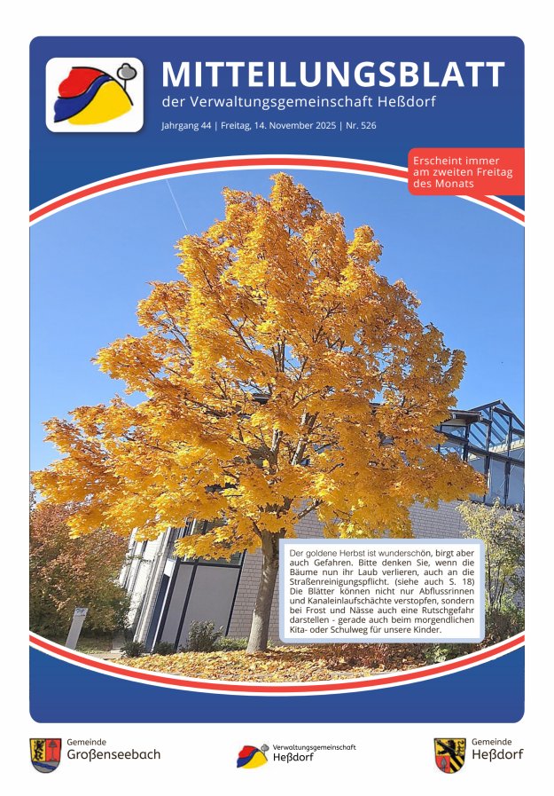 Mitteilungsblatt der Verwaltungsgemeinschaft Heßdorf Titelblatt 526/2025