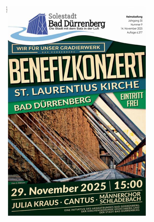 Stadt Bad Dürrenberg Heimatzeitung mit den Ortschaften Titelblatt 09/2025