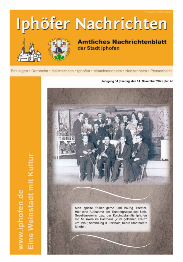 Iphöfer Nachrichten Titelblatt 46/2025