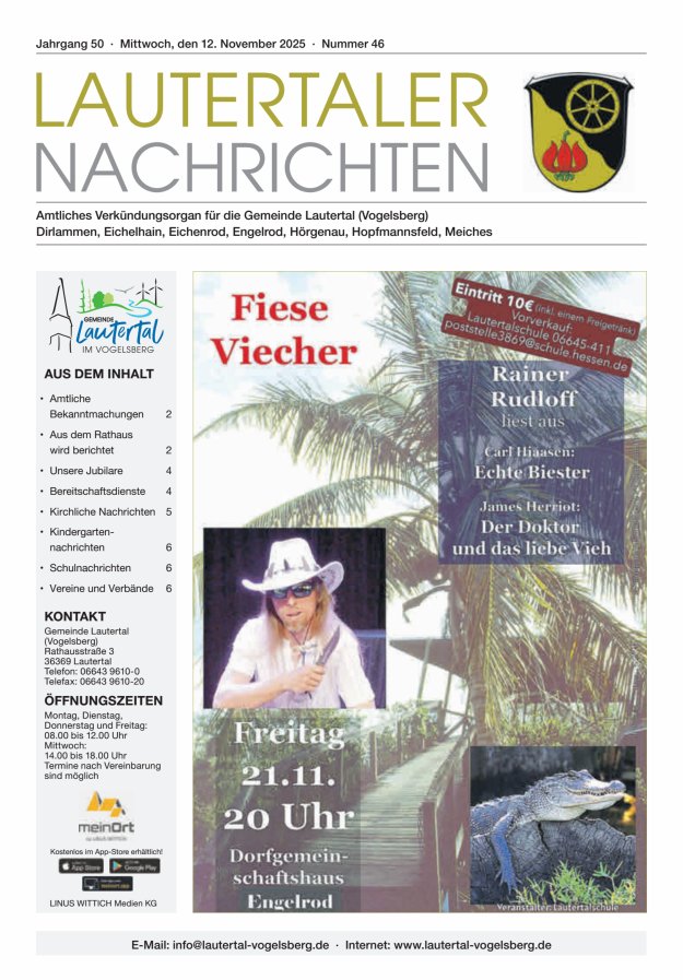 Lautertaler Nachrichten Titelblatt 46/2025