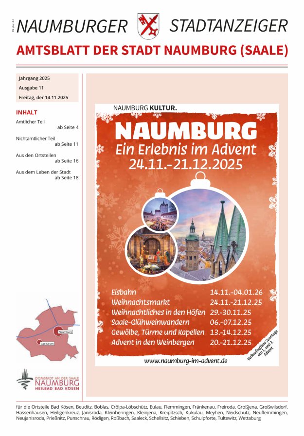 Amtsblatt der Stadt Naumburg (Saale) Titelblatt 11/2025