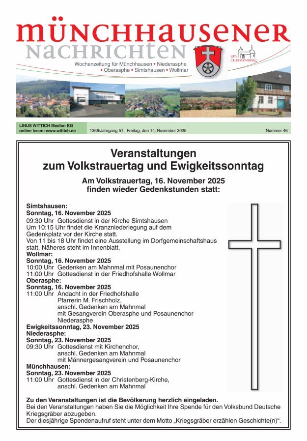 Münchhausener Nachrichten Titelblatt 46/2025