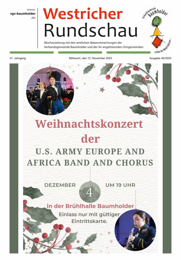 Westricher Rundschau VG Baumholder Titelblatt 46/2025