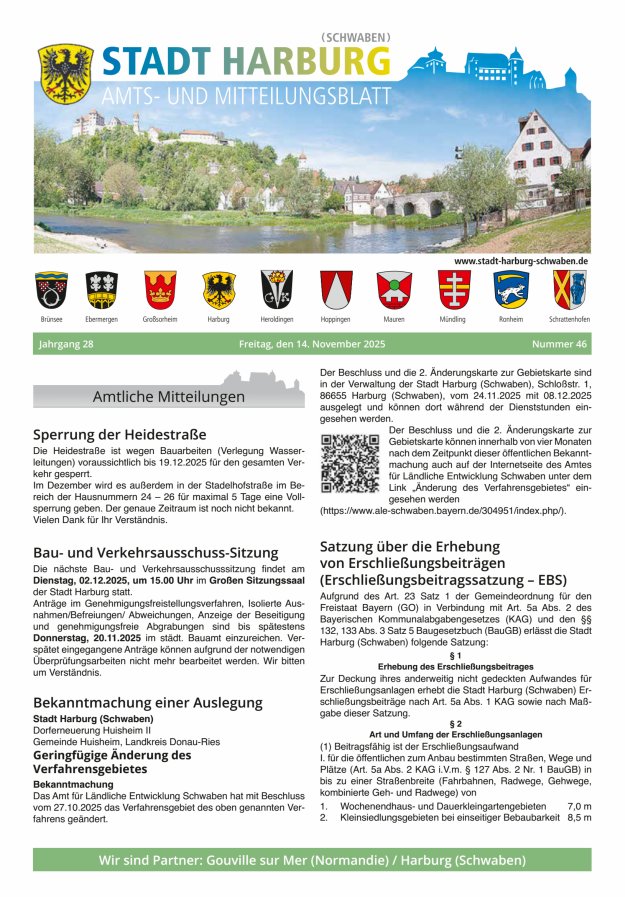 Amts- und Mitteilungsblatt der Stadt Harburg Titelblatt 46/2025