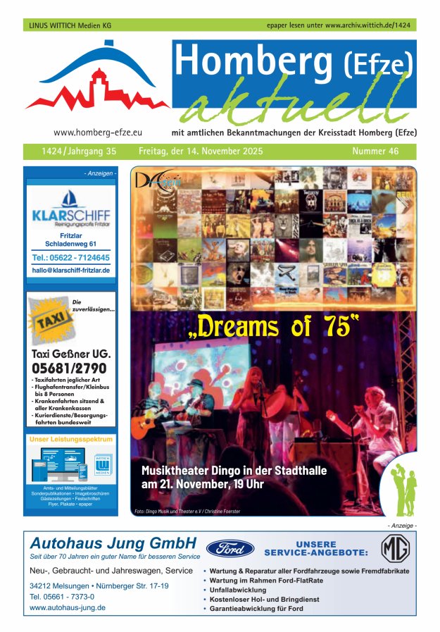 Homberg Efze aktuell Titelblatt 46/2025
