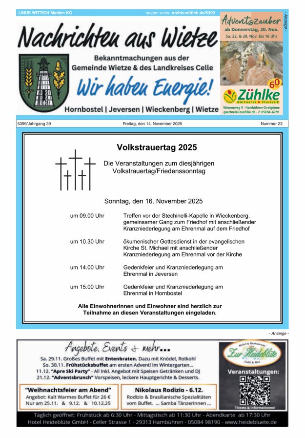 Nachrichten aus Wietze Titelblatt 23/2025