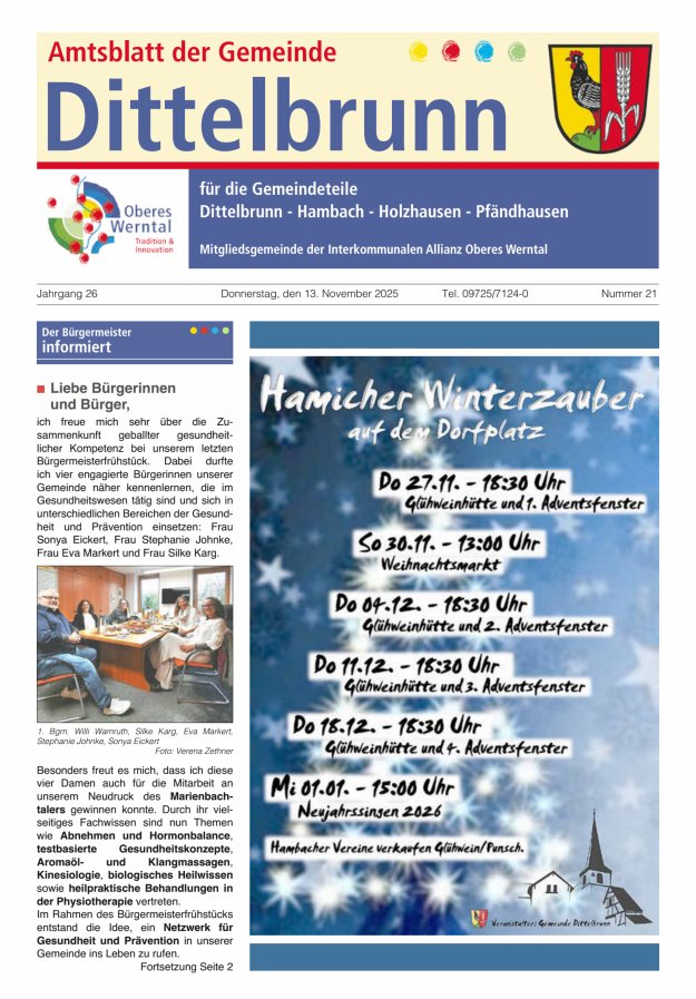 Amtsblatt der Gemeinde Dittelbrunn Titelblatt 21/2025