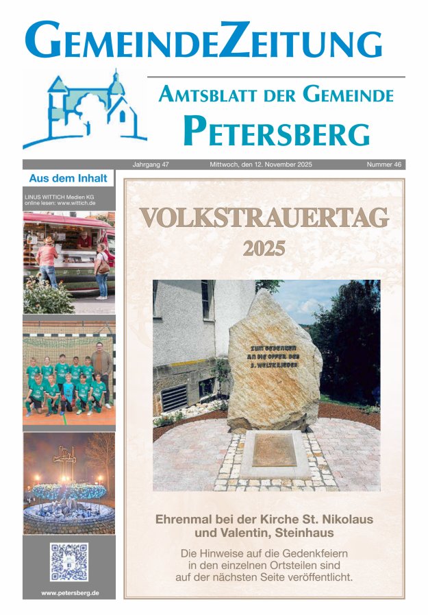 Amtsblatt Blickpunkt Petersberg Titelblatt 46/2025