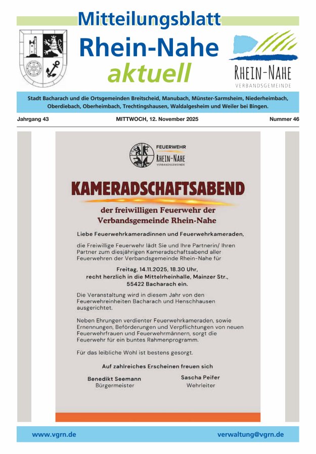 Rhein-Nahe aktuell Titelblatt 46/2025