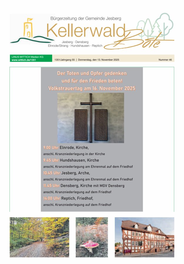 Kellerwaldbote - Bürgerzeitung der Gemeinde Jesberg Titelblatt 46/2025