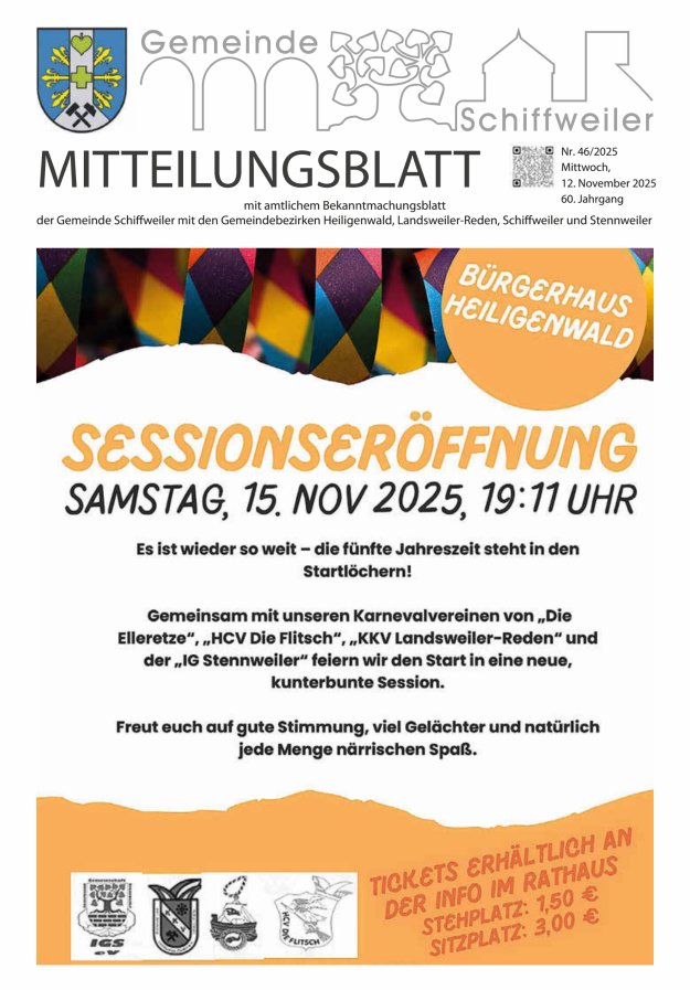 Mitteilungsblatt Schiffweiler Titelblatt 46/2025