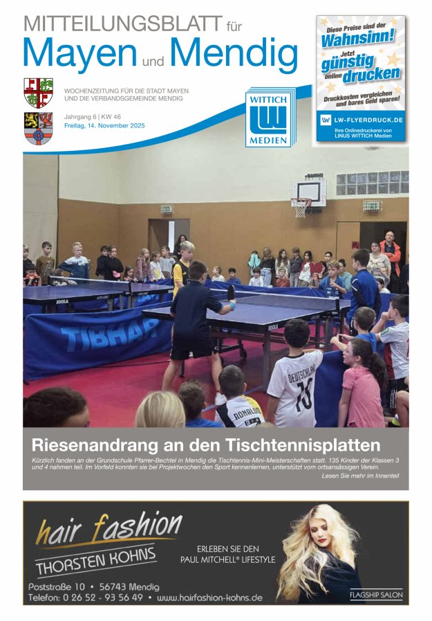 Mitteilungsblatt für Mayen und Mendig Titelblatt 46/2025