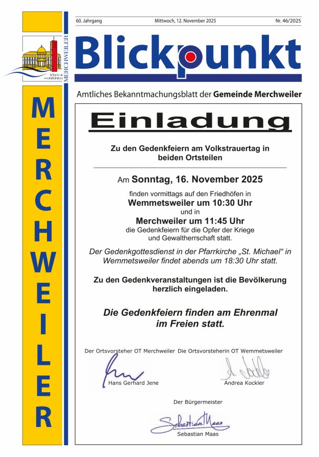 Blickpunkt Merchweiler Titelblatt 46/2025