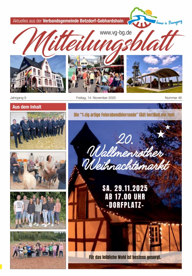 Aktuelles aus der VG Betzdorf-Gebhardshain, Ausgabe Betzdorf Titelblatt 46/2025