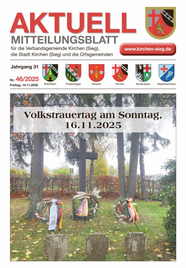 Aktuell - Mitteilungsblatt für die VG Kirchen (Sieg) Titelblatt 46/2025