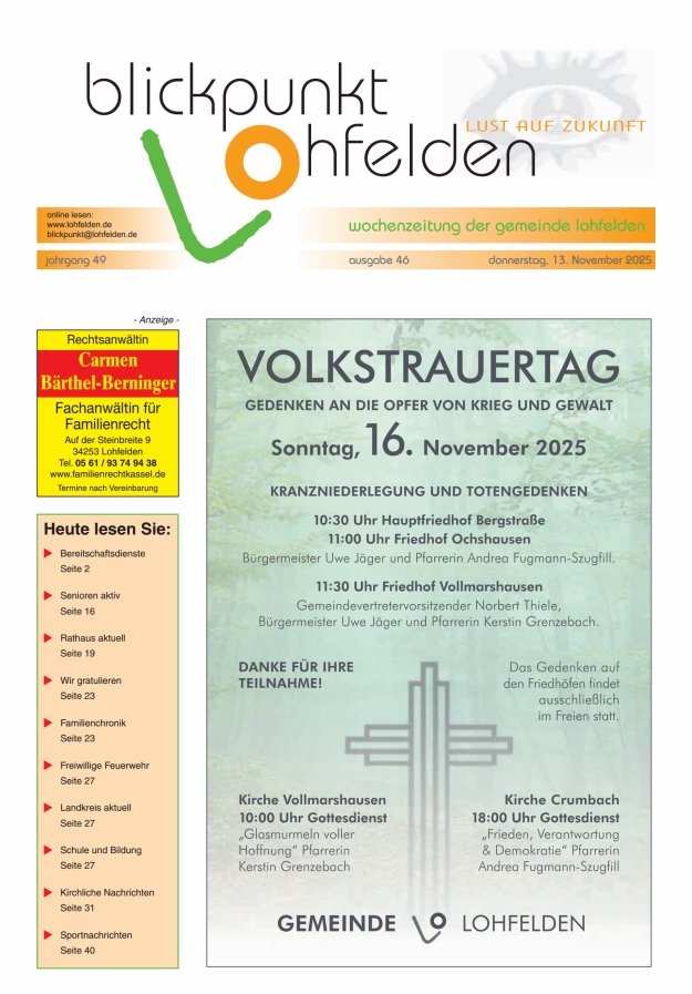 Blickpunkt Lohfelden Titelblatt 46/2025
