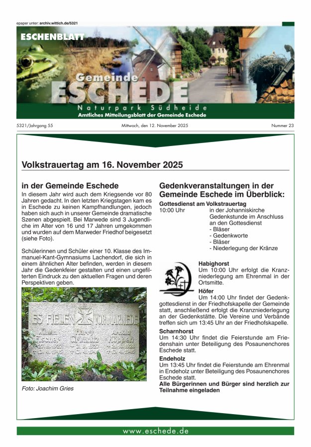 Eschenblatt Titelblatt 23/2025