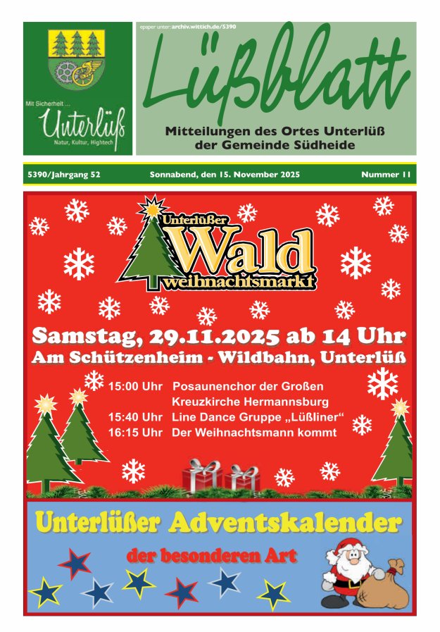 Mitteilungsblatt der Gemeinde Unterlüß Titelblatt 11/2025