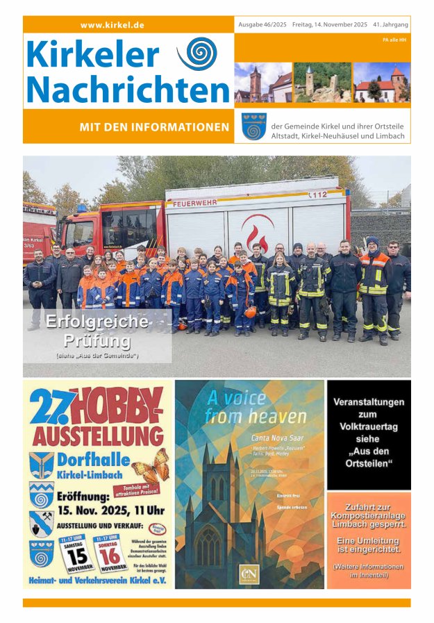 Kirkeler Nachrichten Titelblatt 46/2025