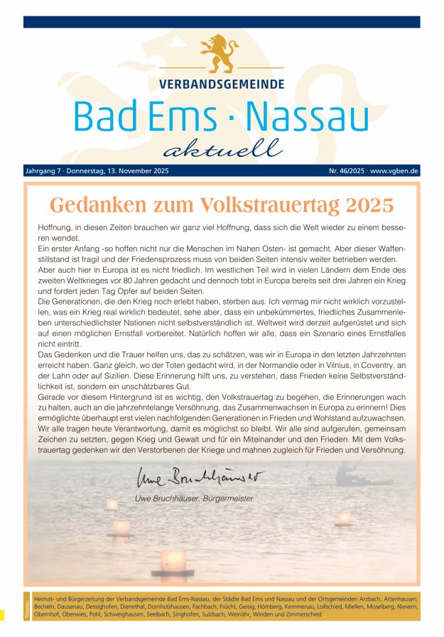 Bad Ems-Nassau aktuell Ausgabe Nassau Titelblatt 46/2025