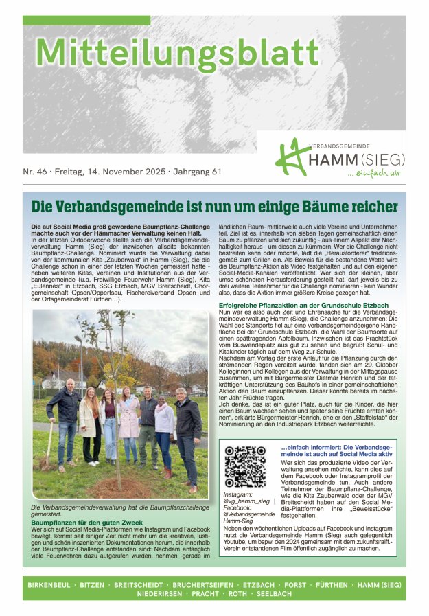 Mitteilungsblatt Hamm (Sieg) Titelblatt 46/2025